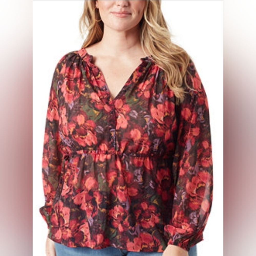 Jessica Simpson Marjorie Abstract Floral Blouse 3X NWT (8015)